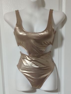aerie Metallic Rose-Gold Cutout One-Piece Swimsuit